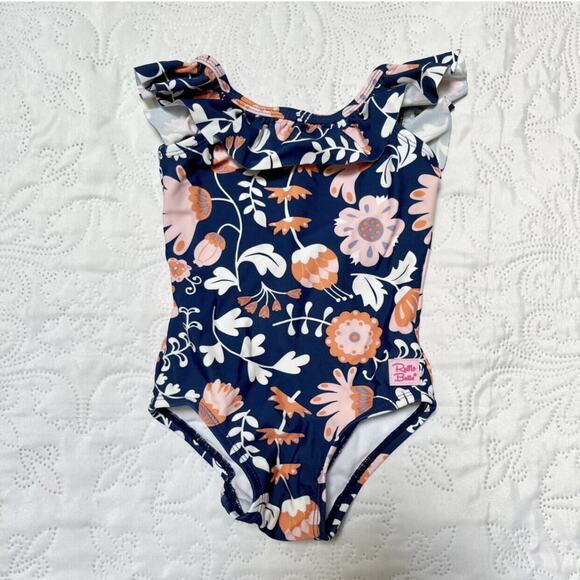 Ruffle Butts Floral One Piece Swim Suit Size 6-12m - Picture 2 of 5